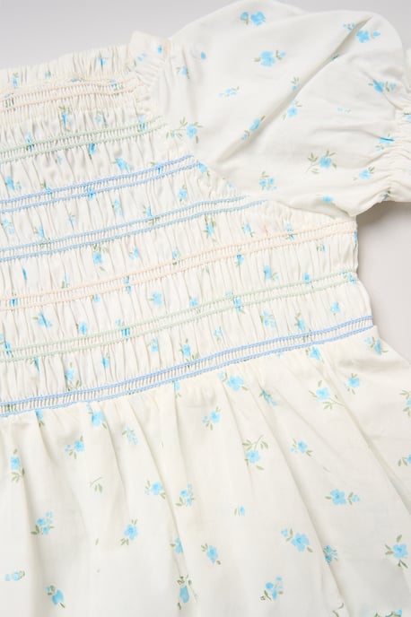 Ditsy Smocked Embroidery Dress with Matching Headband - Image 3