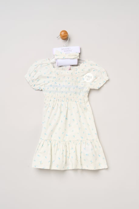 Ditsy Smocked Embroidery Dress with Matching Headband - Image 5