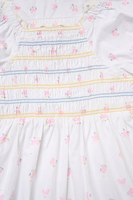 Butterfly Embroidered Smocked Dress with Headband - Image 3