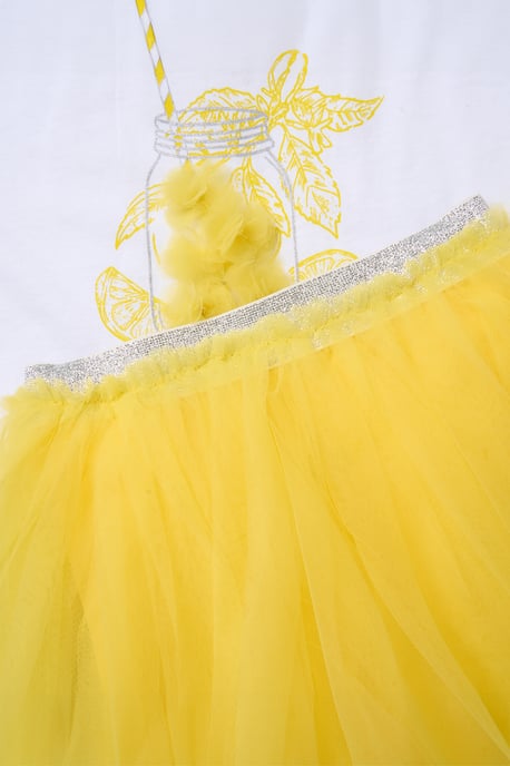Lemonade Applique Short Sleeve T-Shirt and Tutu Skirt Outfit Set - Image 3