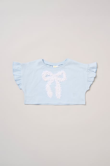 Bow Applique Short Sleeve T-Shirt and Tutu Skirt Outfit Set - Image 4