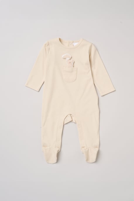 Newborn Sleepsuit with Appliqué Bear with Cloud Pocket - Image 2