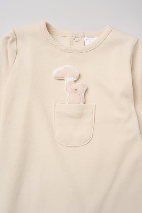 Newborn Sleepsuit with Appliqué Bear with Cloud Pocket - Image 3