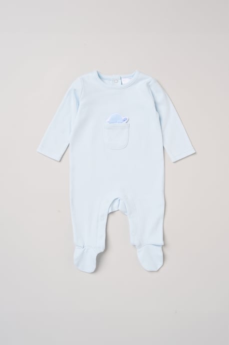 Newborn Sleepsuit with Appliqué Turtle Pocket - Image 2