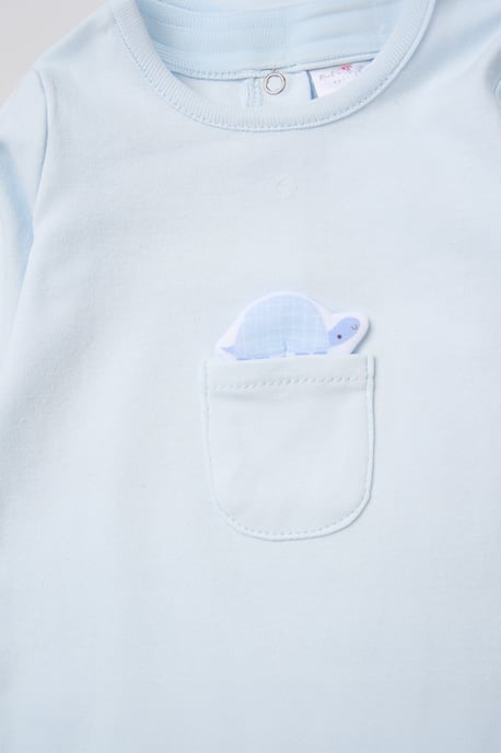 Newborn Sleepsuit with Appliqué Turtle Pocket - Image 3
