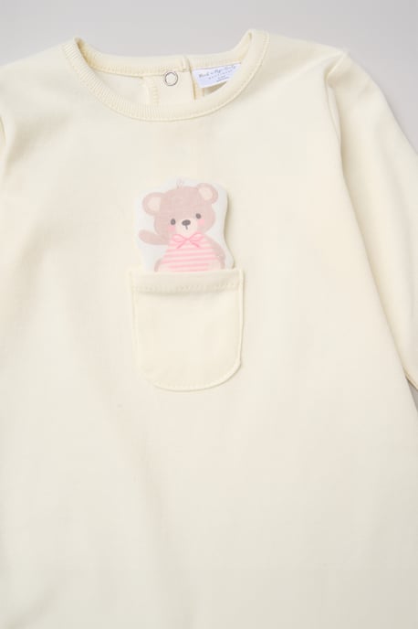 Newborn Sleepsuit with Appliqué Bear Pocket - Image 3