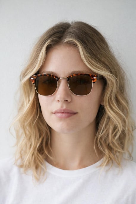 Half Frame Wayfarer Style Sunglasses in Tortoiseshell - Image 1