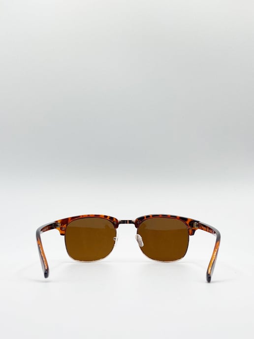Half Frame Wayfarer Style Sunglasses in Tortoiseshell - Image 6
