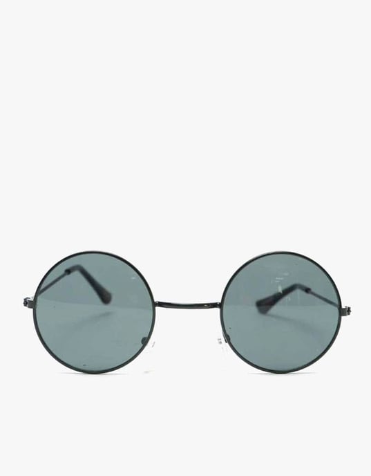 Round Metal Sunglasses In Shiny Black - Image 3