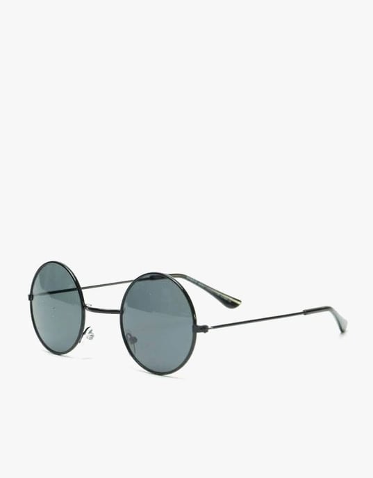 Round Metal Sunglasses In Shiny Black - Image 4
