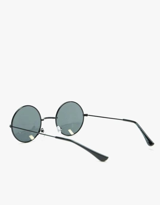 Round Metal Sunglasses In Shiny Black - Image 5