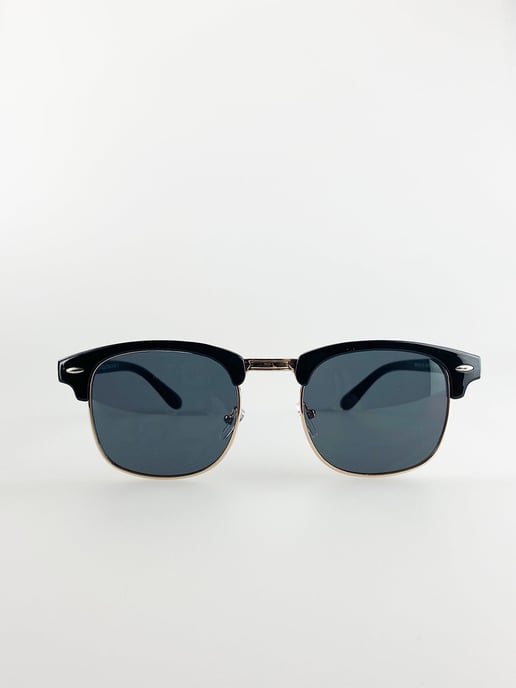 Black Clubmaster Sunglasses with Black Lenses - Image 2