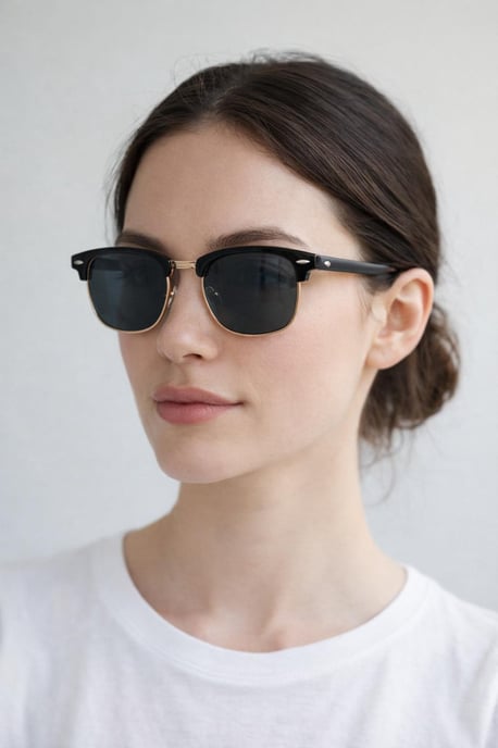 Black Clubmaster Sunglasses with Black Lenses - Image 3