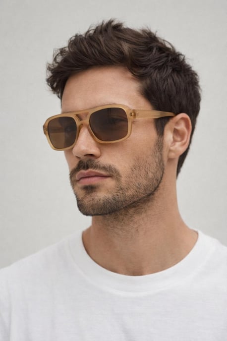 70's Navigator Sunglasses In Matte Sand - Image 2