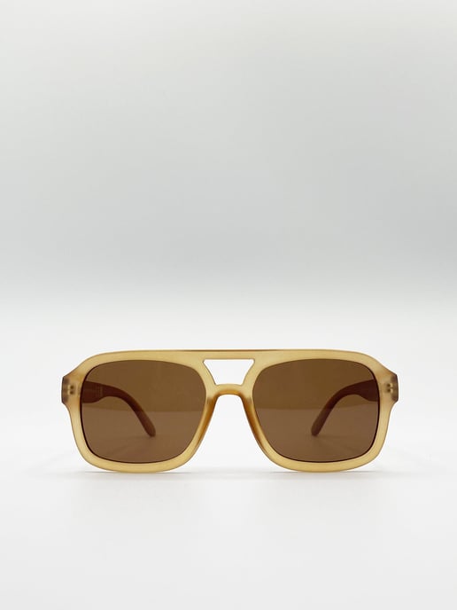70's Navigator Sunglasses In Matte Sand - Image 3
