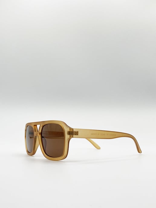 70's Navigator Sunglasses In Matte Sand - Image 4