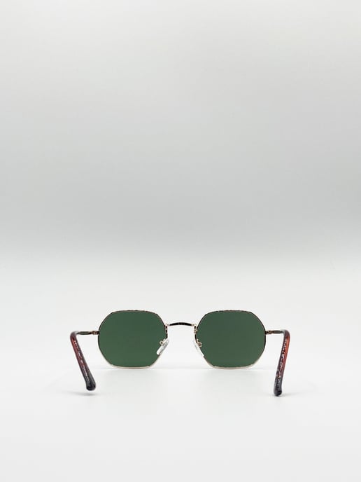 Hexagon Metal Frame Sunglasses in Gold - Image 6