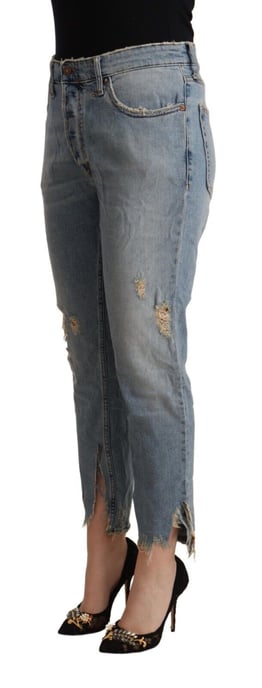Cropped Boyfriend Jeans met Versleten Details - Image 2