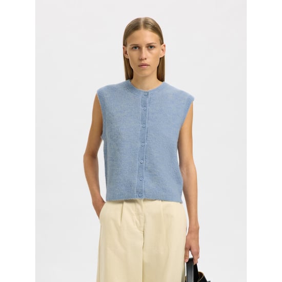 Selected Femme slflulu sl button o-neck vest ex 16098808 cashmere blue - Image 5