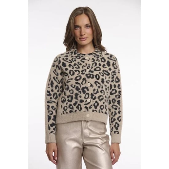 Rino & Pelle Jet.5012622 rino&pelle boxy jacket with full button closure desert leopard - Image 3