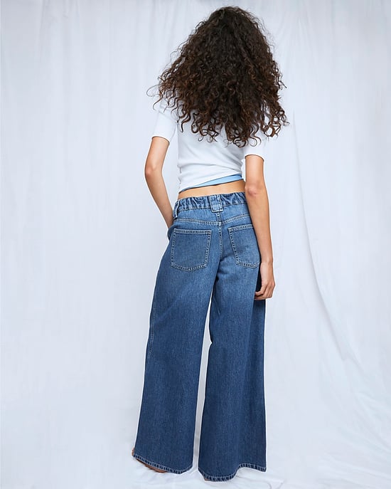 River Island Womens Wide Leg Jeans Blue Low Rise Palazzo - Image 3