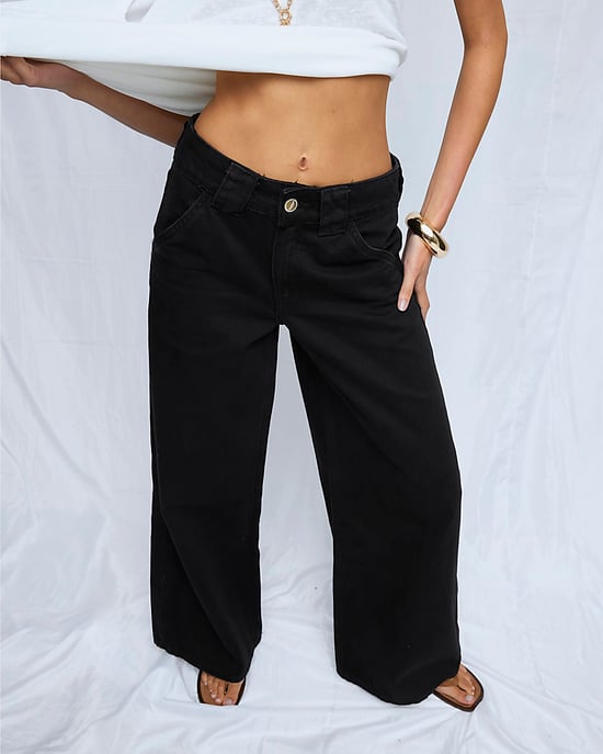 River Island Womens Wide Leg Jeans Black Low Rise Palazzo - Image 3