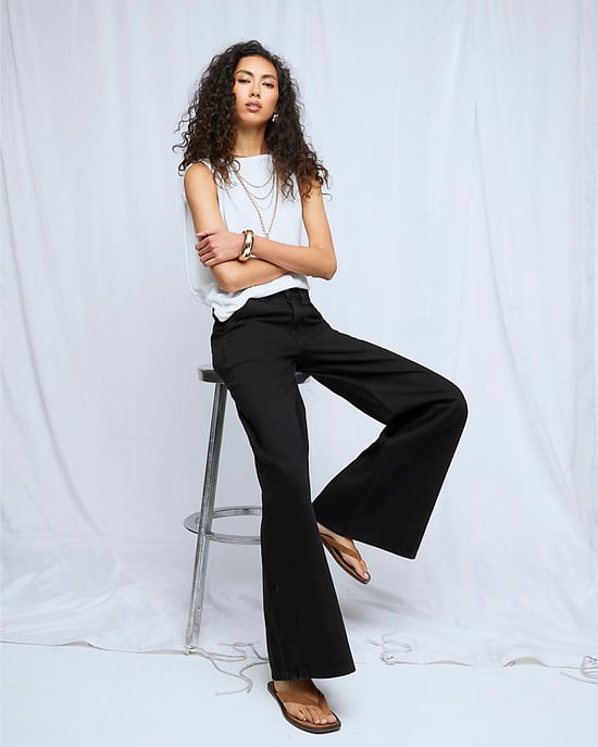 River Island Womens Wide Leg Jeans Black Low Rise Palazzo - Image 4