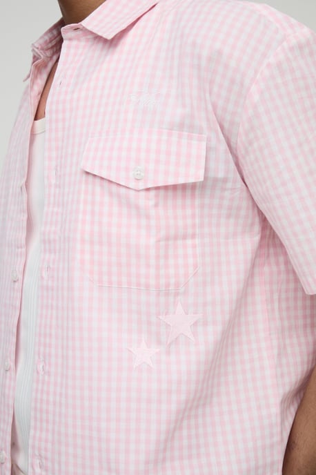 Boxy Pocket Detail Micro Check Shirt - Image 3