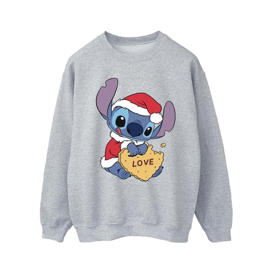 Disney Mens Lilo And Stitch Christmas Love Biscuit Sweatshirt (Sports Grey) - Image 1