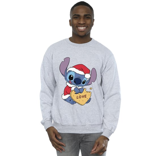 Disney Mens Lilo And Stitch Christmas Love Biscuit Sweatshirt (Sports Grey) - Image 2