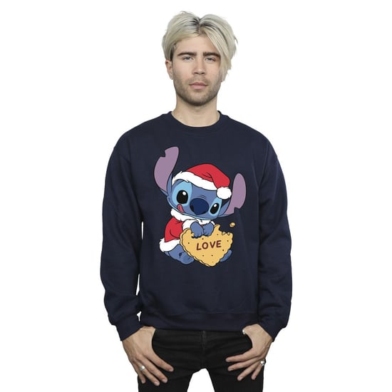 Disney Mens Lilo And Stitch Christmas Love Biscuit Sweatshirt (Navy Blue) - Image 3