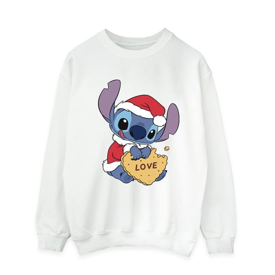 Disney Mens Lilo And Stitch Christmas Love Biscuit Sweatshirt (White) - Image 1