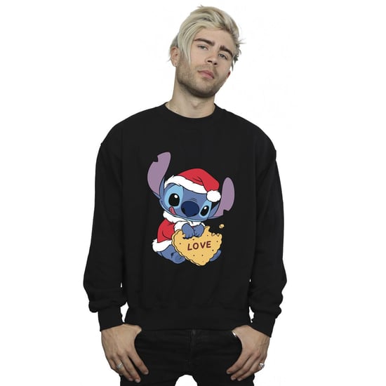 Disney Mens Lilo And Stitch Christmas Love Biscuit Sweatshirt (Black) - Image 2