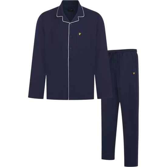 Lyle & Scott Mens Bellingham Check Navy Pyjama Set Cotton Regalur fit - Image 1