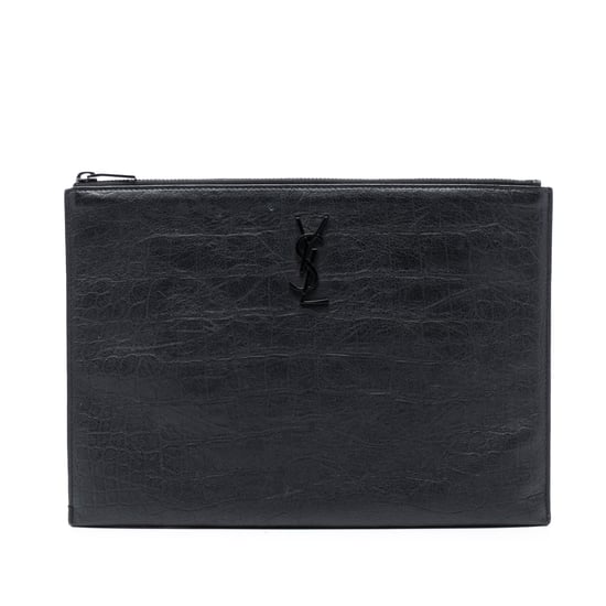 Begagnad Croc Pr präglad läder Monogram Clutch - Image 1