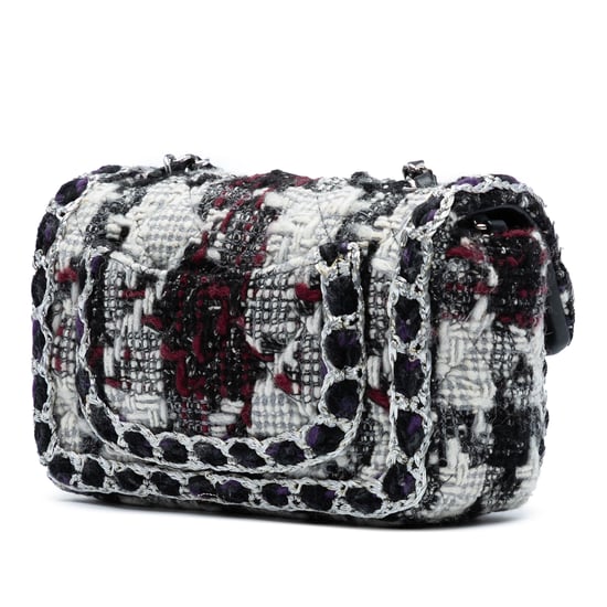 Tweedehands Mini Rechthoekige Gequilt Tweed Enkele Flap - Image 2