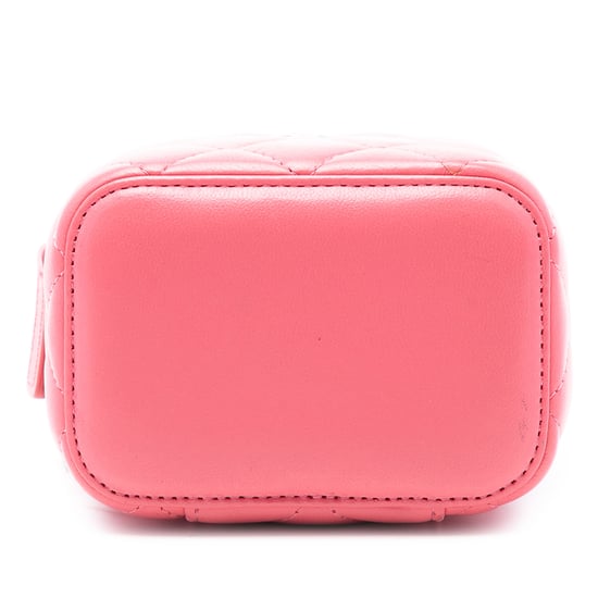 Pre-owned Mini Quilted Lambskin Top Handle Vanity Case With Chain - Image 3