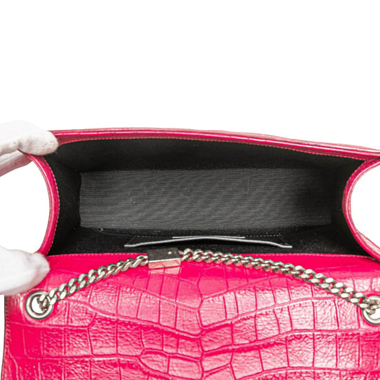 Tweedehands Middelgrote Croco Geëmbossede Leren Kate Tassel Crossbody - Image 4