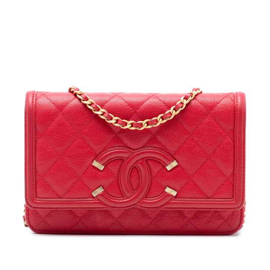 Tweedehands Caviar CC Filigree Wallet On Chain - Image 1
