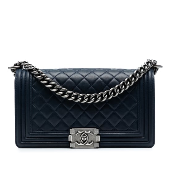 Pre-owned Old Medium Quilted Lambskin Boy Flap - Image 1