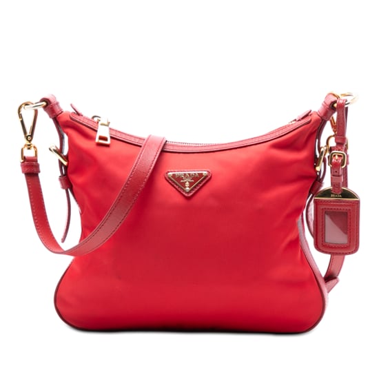 Tweedehands Saffiano Afgewerkte Tessuto Zip Top Schoudertas - Image 1