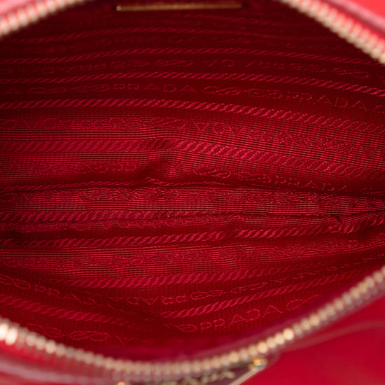Tweedehands Saffiano Afgewerkte Tessuto Zip Top Schoudertas - Image 4