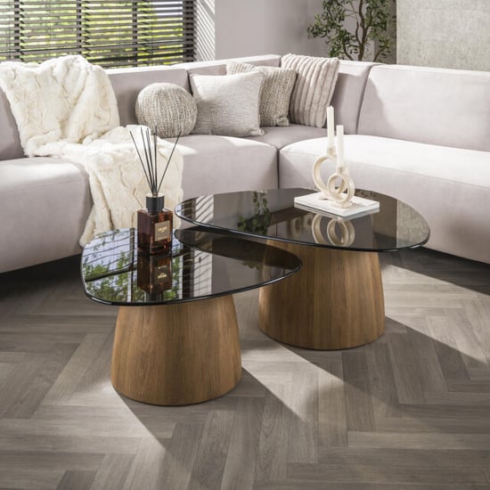 Hoyz salontafel tinto driehoekig set van 2 brons glas - Image 1