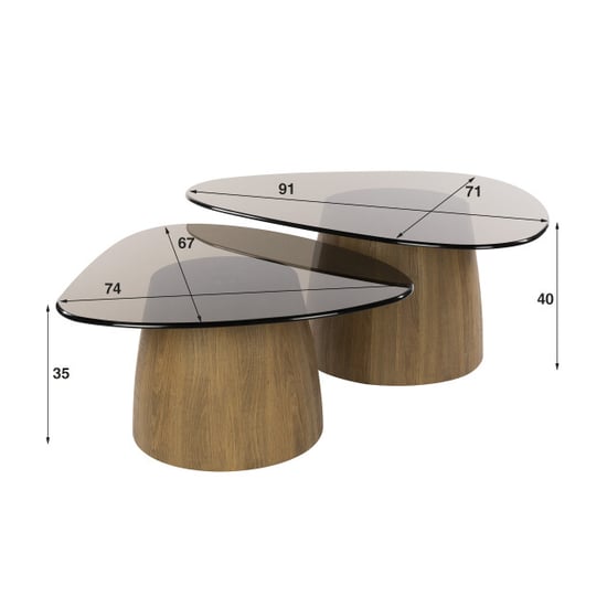 Hoyz salontafel tinto driehoekig set van 2 brons glas - Image 4