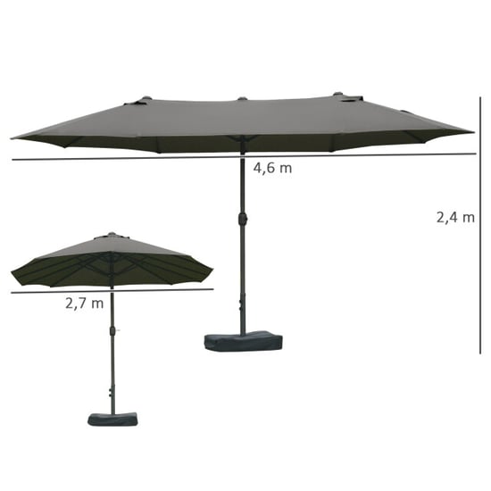 4goodz Duo-parasol-set met parasolvoet 460x270 cm brede parasol - - Image 6