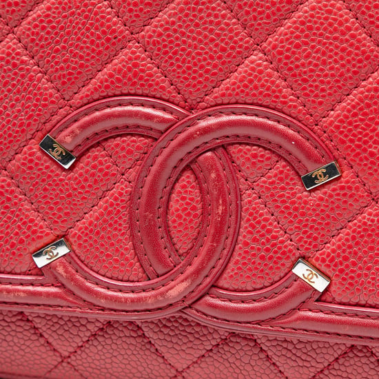 Begagnad Medium Kviltad Kaviar CC Filigree Flap - Image 6
