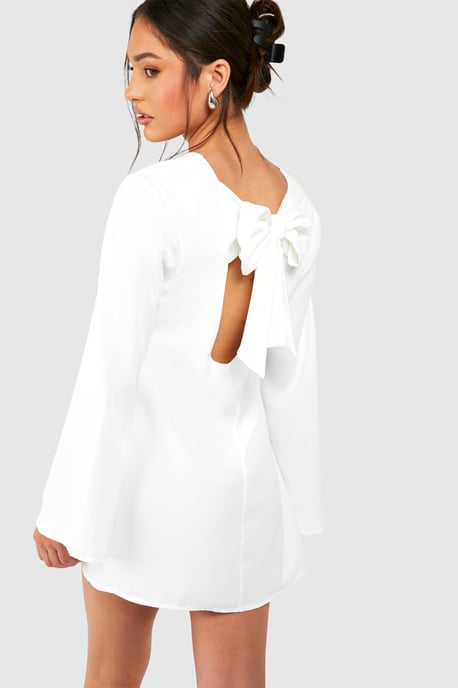 Petite Bow Detail Open Back Mini Dress