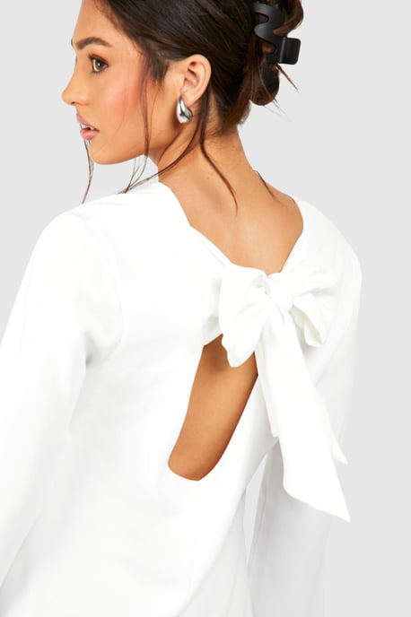 Petite Bow Detail Open Back Mini Dress