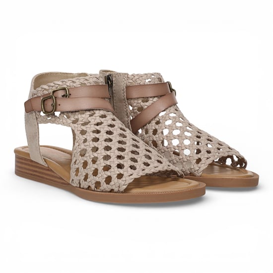 Blowfish Malibu Dames Golden Beige Weave Micro Wedge Sandals - Anuella - Image 3