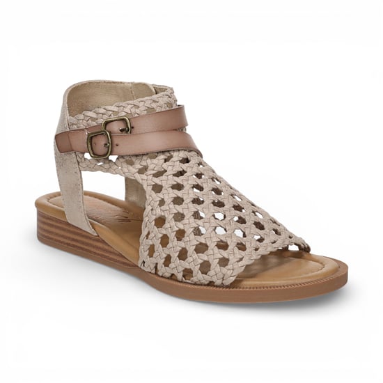 Blowfish Malibu Dames Golden Beige Weave Micro Wedge Sandals - Anuella - Image 4